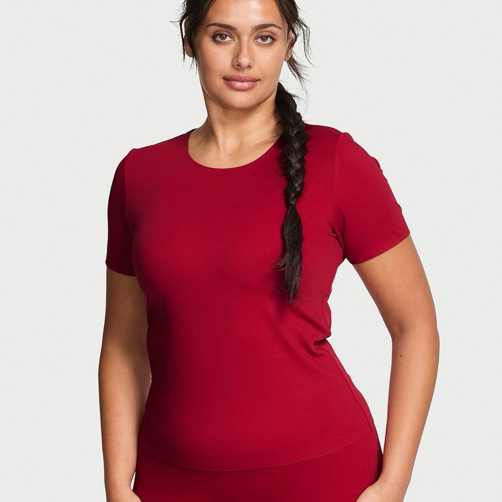 Victoria’s Secret VSX Elevate Tee Red Size Large Performance Top Crew Neck - Picture 12 of 12